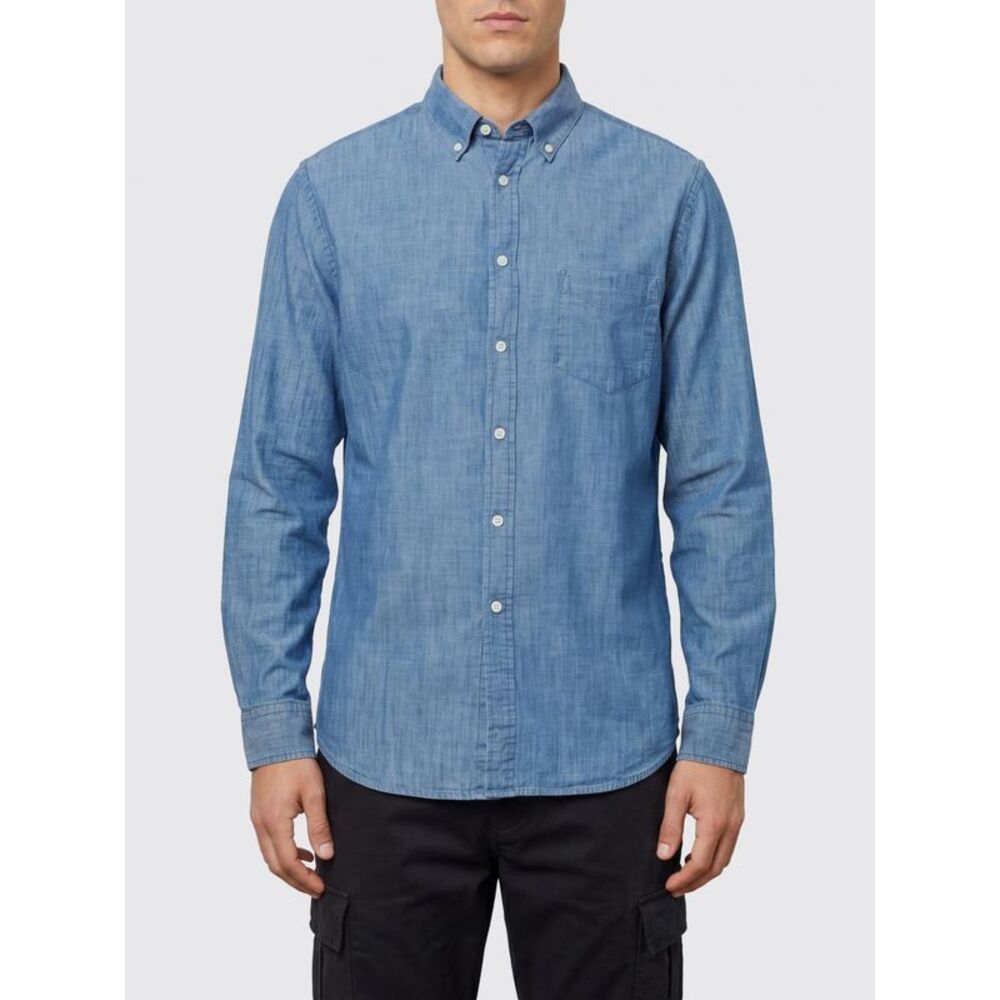 Portuguese Flannel Shirt Men Gnawed Blue
